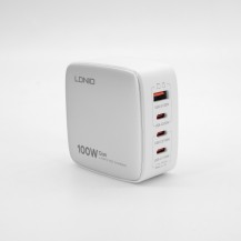 LDNIO Зарядный блок питания LDNIO Q408 на 4 USB + Кабель PD 100W, GaN 100W (Белый цвет)