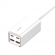 LDNIO Сетевая зарядка LDNIO A4610C 65W 4 порта (USB Type-C x2, USB Type-A x2) 1.5 метра кабель, быстрая зарядка